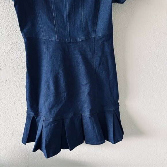 Planet Gold Women's Short Sleeve Square Neck Dress Denim Size Small - Picture 6 of 12